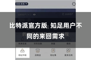 比特派官方版  知足用户不同的来回需求